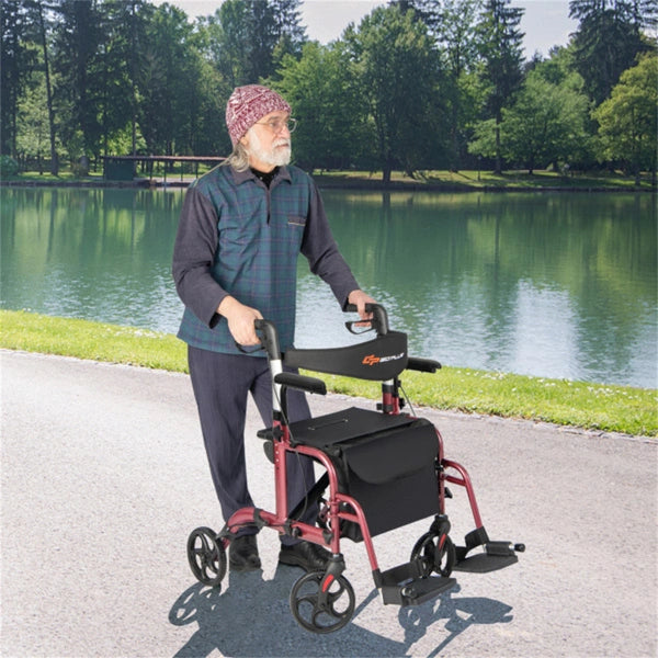2-in-1 Rollator Walker & Wheelchair for Seniors