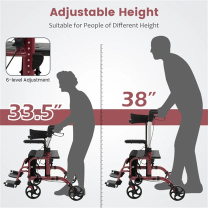 2-in-1 Rollator Walker & Wheelchair for Seniors