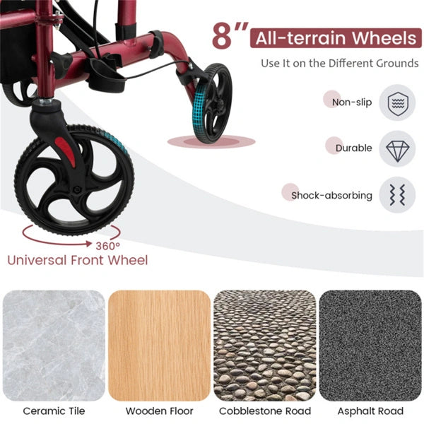 2-in-1 Rollator Walker & Wheelchair for Seniors