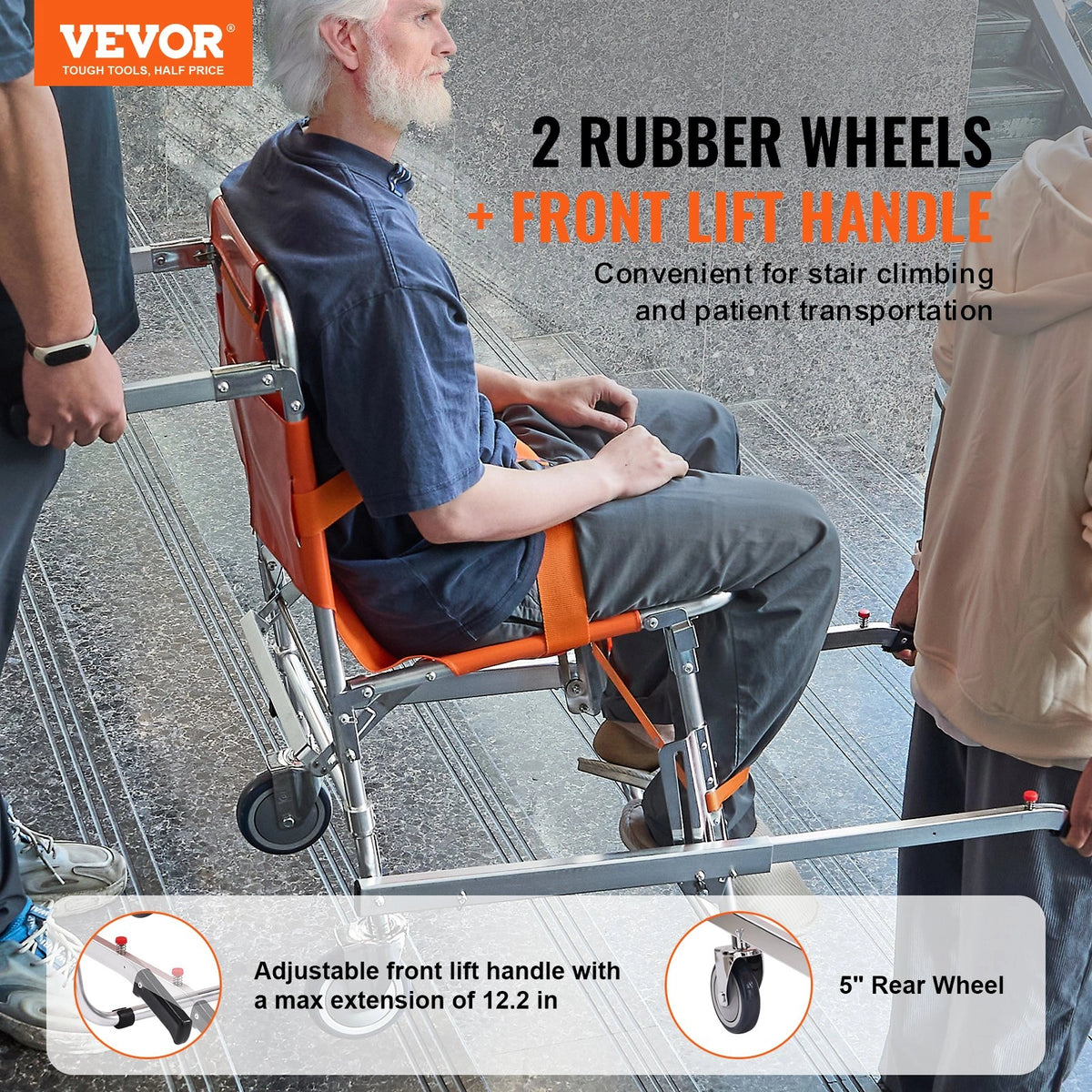 Foldable Stair Chair, Emergency Stair Stretcher Chair 350.5 lbs Capacity