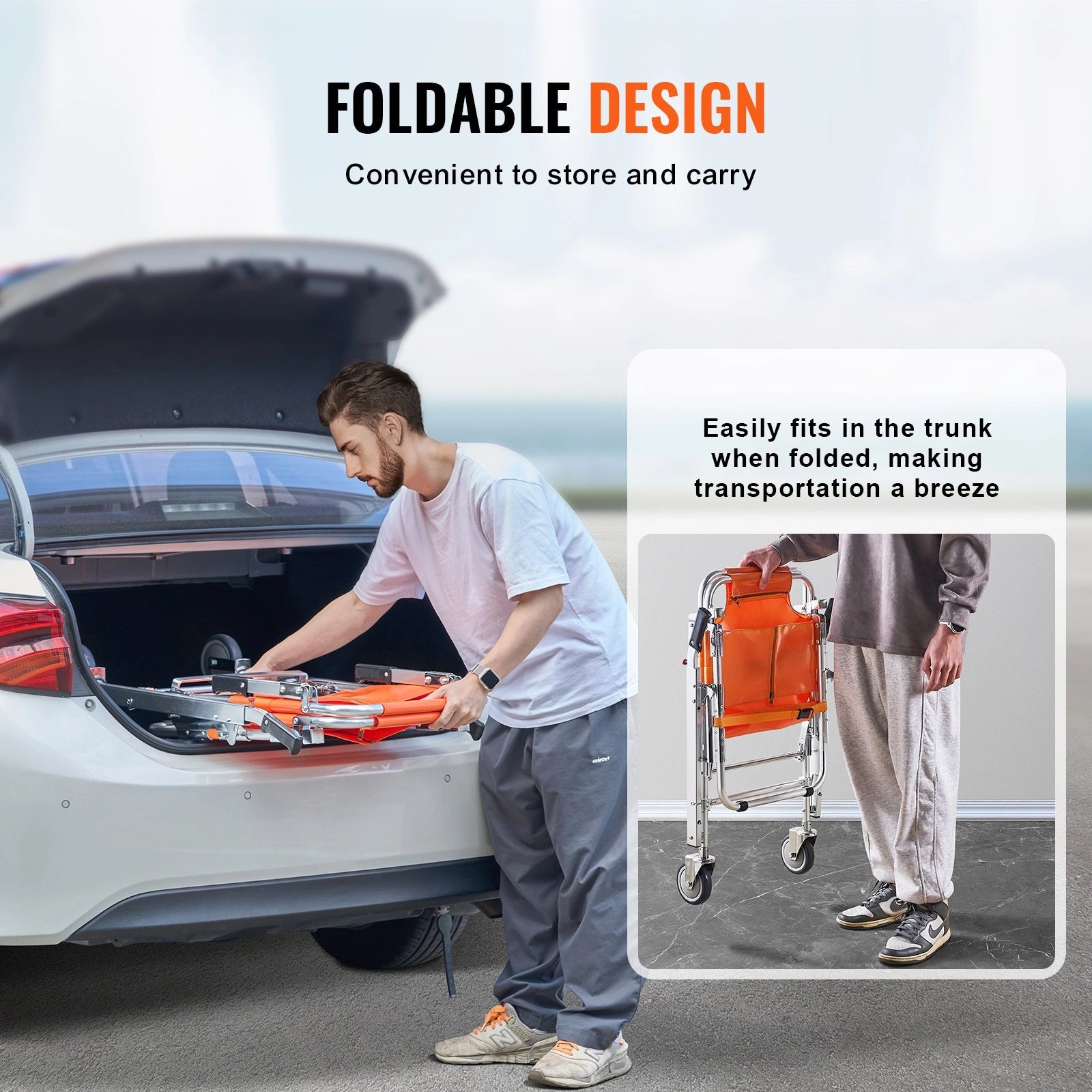 Foldable Stair Chair, Emergency Stair Stretcher Chair 350.5 lbs Capacity