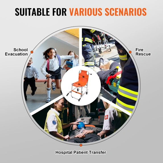 Foldable Stair Chair, Emergency Stair Stretcher Chair 350.5 lbs Capacity