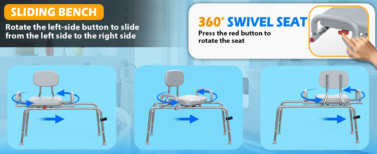 transfer shower bench with swivel seat#hh10 pc