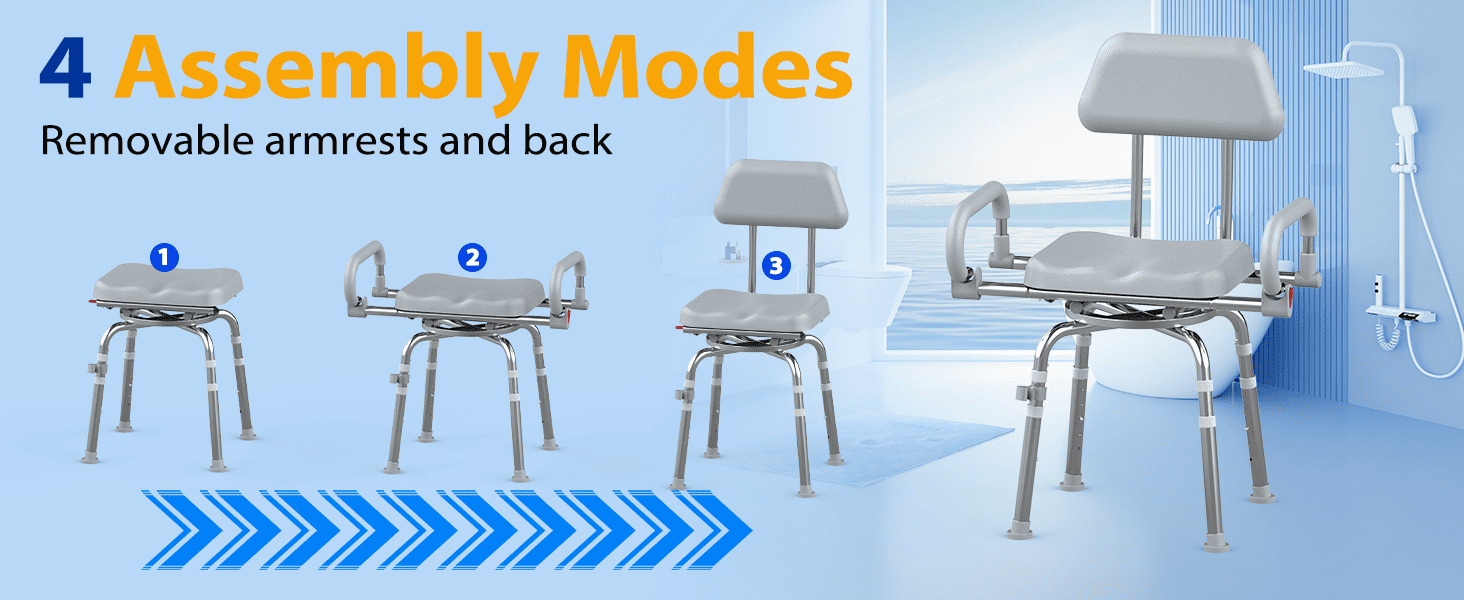 shower chair with removable armrests and back#hh20pc