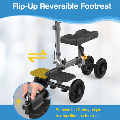 knee scooter with flip-up reversible footrest#hh60a
