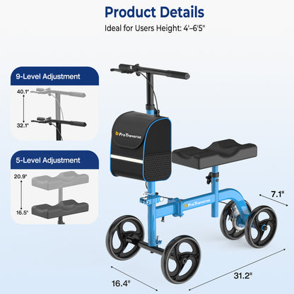 Foldable Knee Scooter with Comfort Knee Pad for Adults