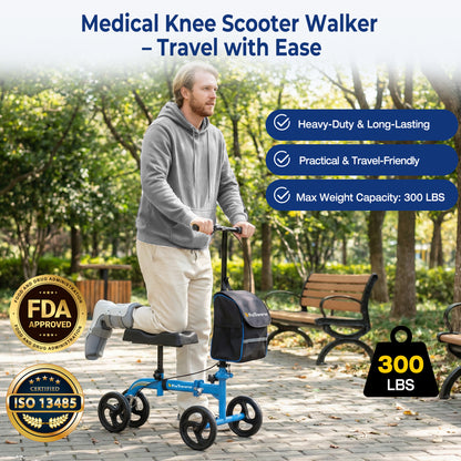 Foldable Knee Scooter with Comfort Knee Pad for Adults