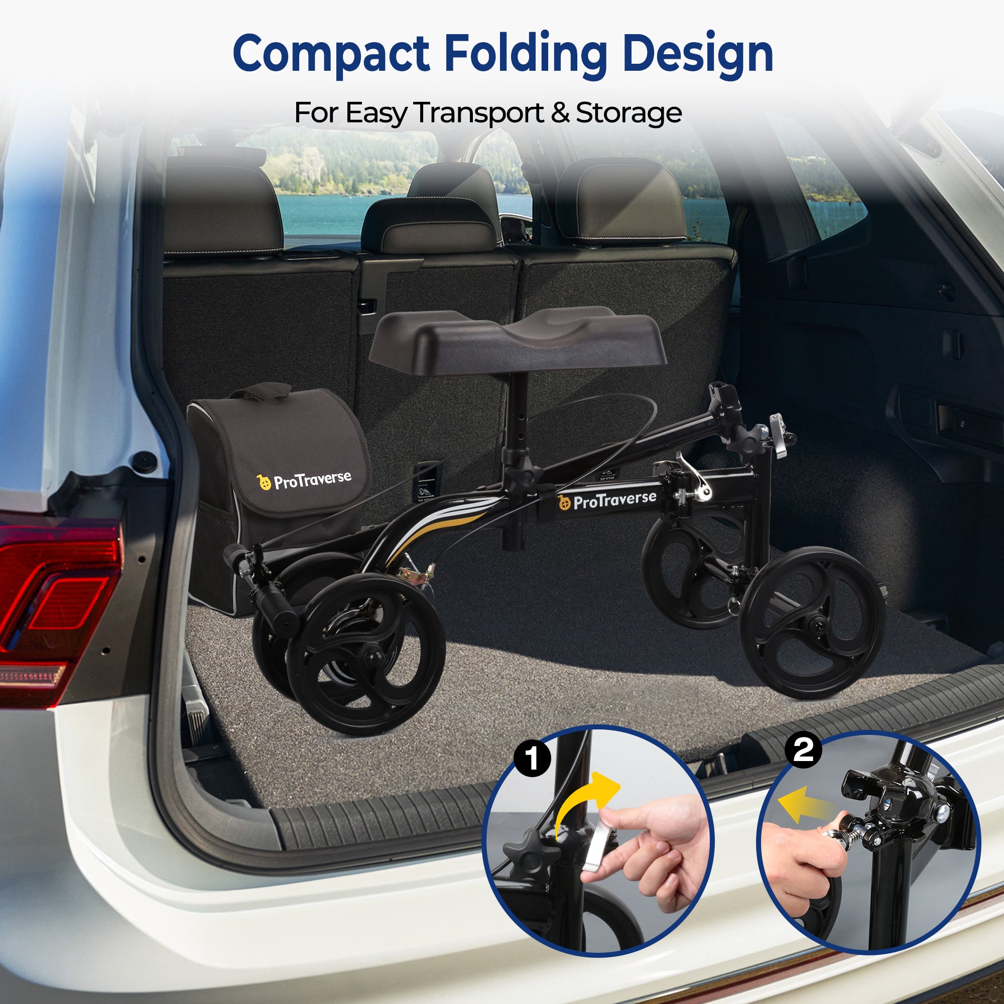 Foldable Knee Scooter with Comfort Knee Pad for Adults