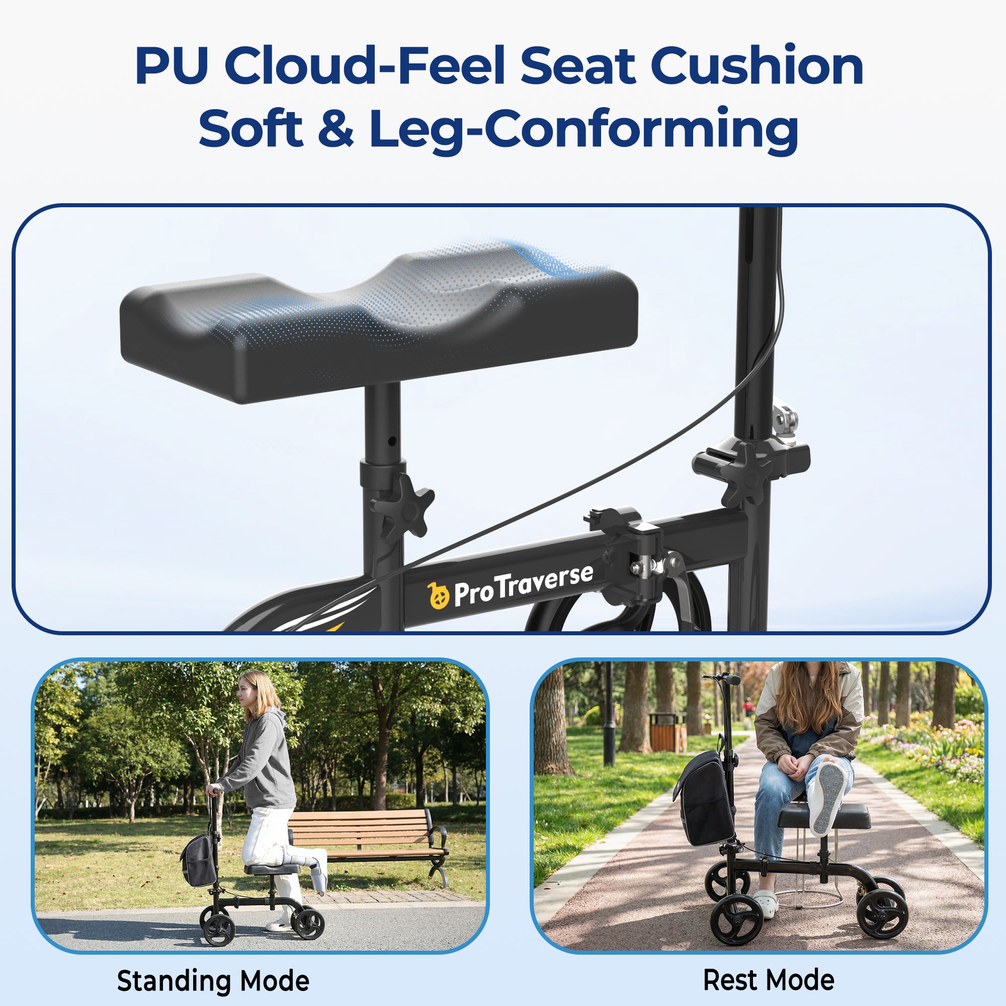 Foldable Knee Scooter with Comfort Knee Pad for Adults