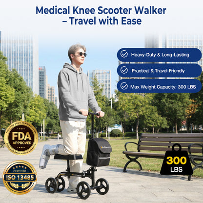 Foldable Knee Scooter with Comfort Knee Pad for Adults