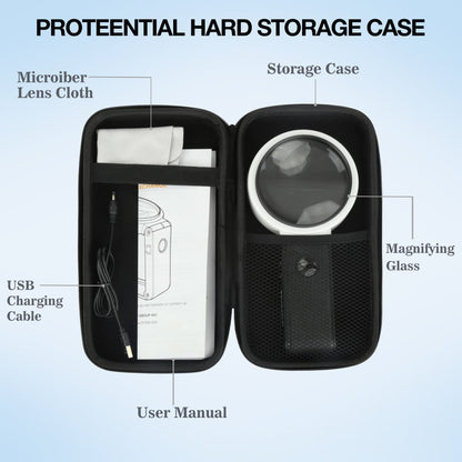 Magnifying Glass with Light, 5X Large Lens Magnifier with LED Lights, Foldable Stand & Case