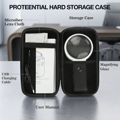 Magnifying Glass with Light, 5X Large Lens Magnifier with LED Lights, Foldable Stand & Case