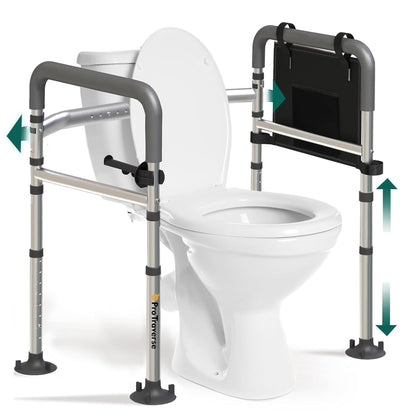 Foldable Toilet Safety Rails with Adjustable Support Handles