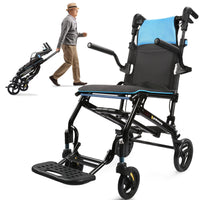 ProTraverse Ultra-Lightweight Portable Transport Wheelchair for Adults