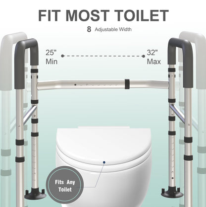 Foldable Toilet Safety Rails with Adjustable Support Handles