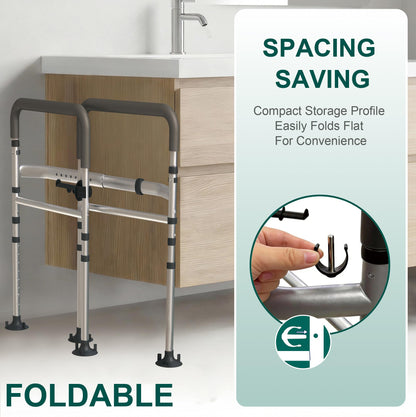 Foldable Toilet Safety Rails with Adjustable Support Handles