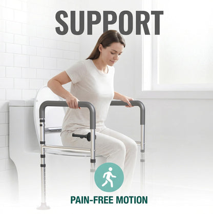 Foldable Toilet Safety Rails with Adjustable Support Handles
