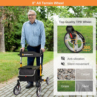 Foldable Rollator Walker for Seniors with Padded Seat and Height Adjustment