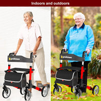 Lightweight Foldable and Adjustable Height Rollator Walker for Seniors with Seat