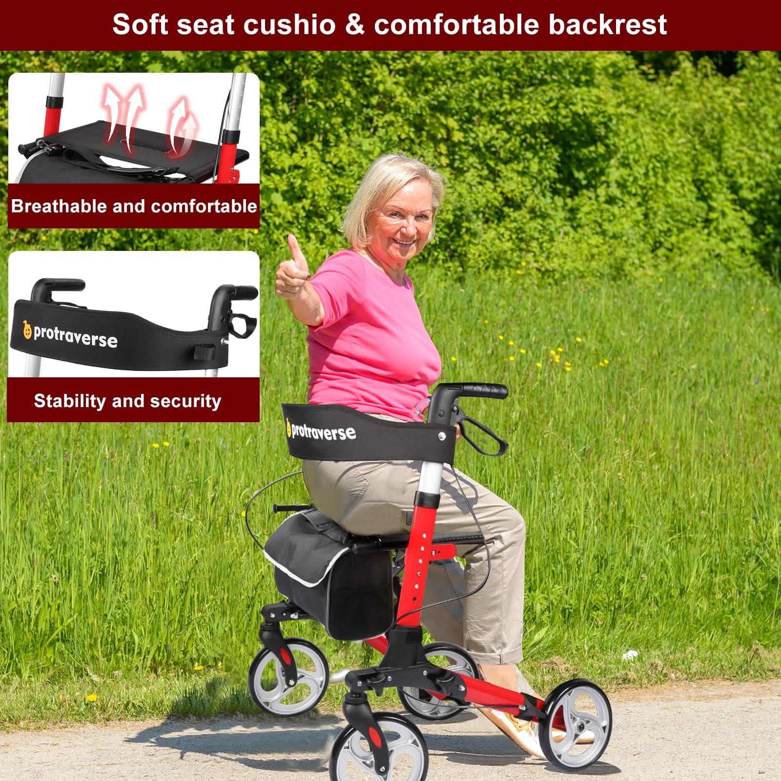 best rollator walker with seat#ar60 red