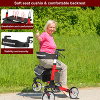 Lightweight Foldable and Adjustable Height Rollator Walker for Seniors with Seat