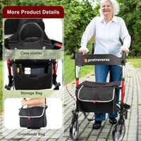Lightweight Foldable and Adjustable Height Rollator Walker for Seniors with Seat