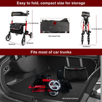 Lightweight Foldable and Adjustable Height Rollator Walker for Seniors with Seat