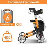 Foldable Rollator Walker for Seniors with Padded Seat and Height Adjustment