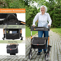 Foldable Rollator Walker for Seniors with Padded Seat and Height Adjustment
