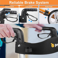 Foldable Rollator Walker for Seniors with Padded Seat and Height Adjustment