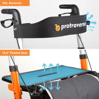 Foldable Rollator Walker for Seniors with Padded Seat and Height Adjustment