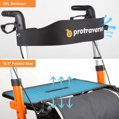 rollator walker with seat and backrest#ar60 orange