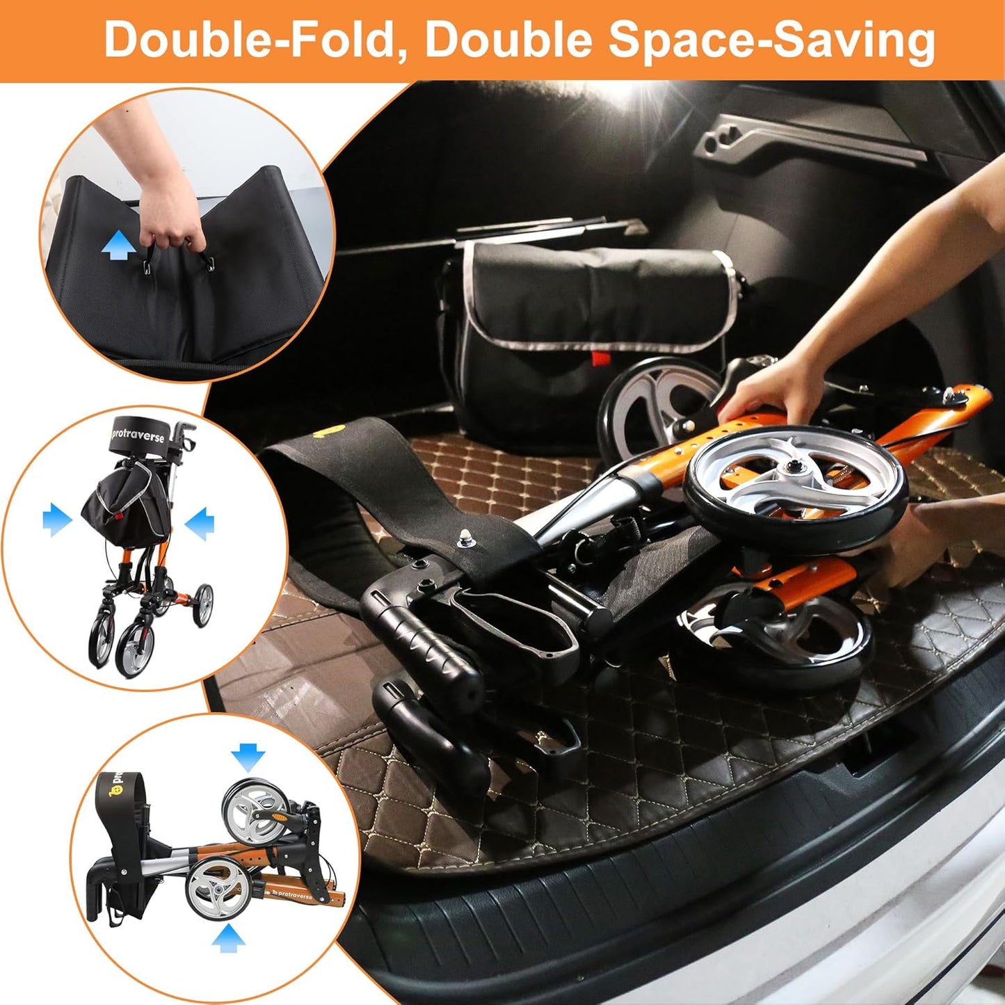 Foldable Rollator Walker for Seniors with Padded Seat and Height Adjustment