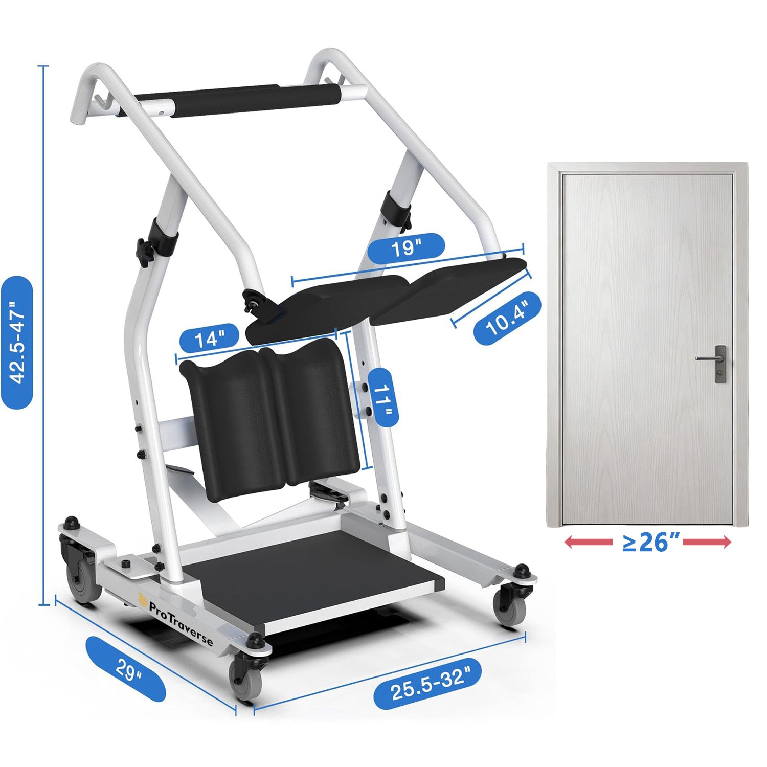 size of sit to stand lift#sal02 black