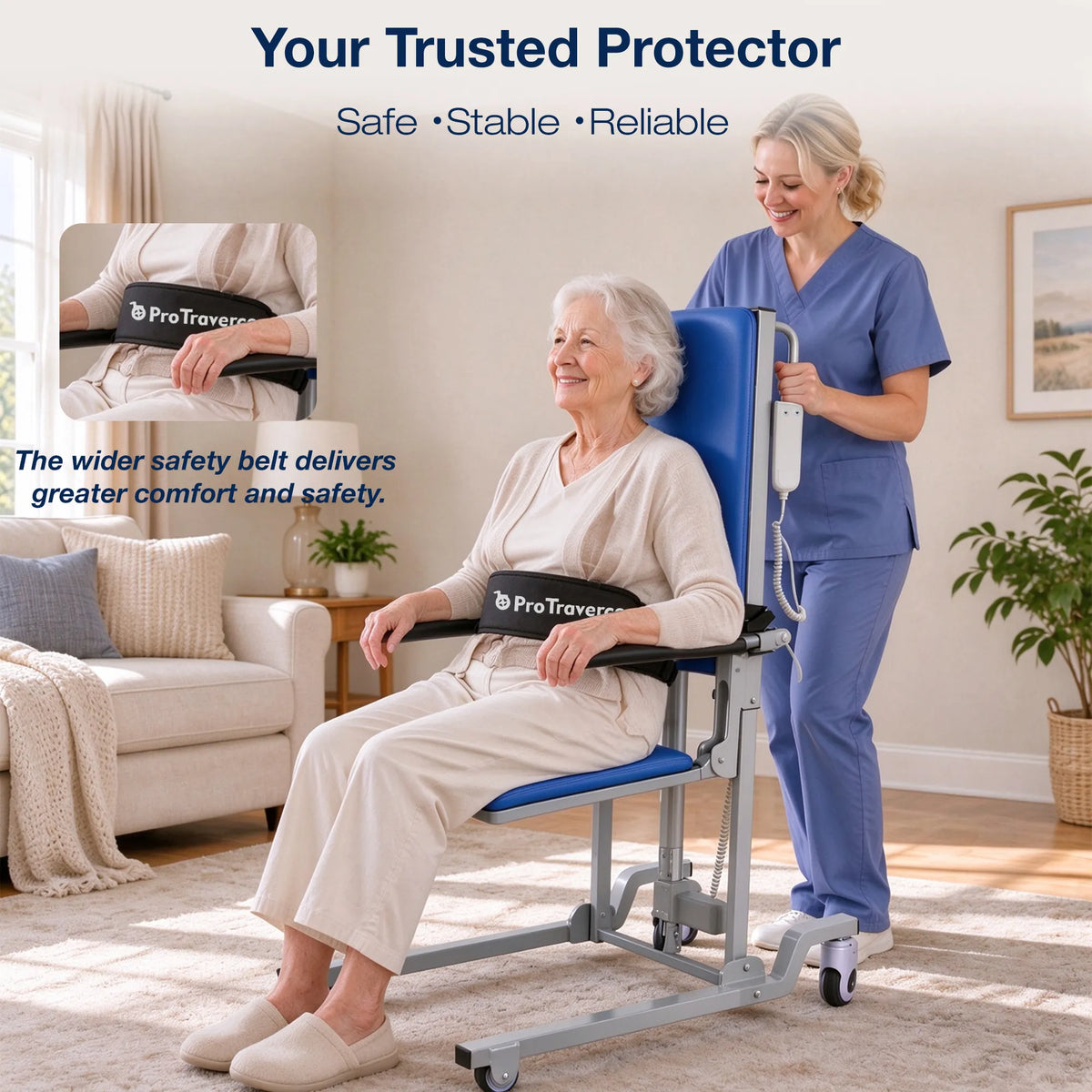 Electric Floor Lift Chair for Seniors, 330 lb Capacity with Wheels