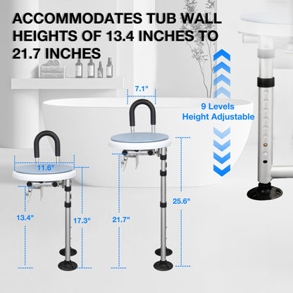 360° Swivel Shower Chair for Safe & Easy Bathtub Transfers