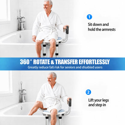 360° Swivel Shower Chair for Safe & Easy Bathtub Transfers