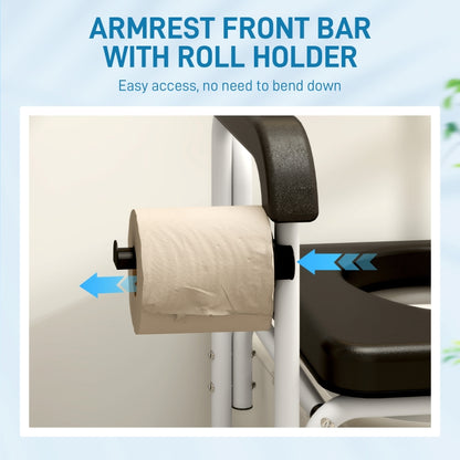 4-in-1 Rolling Shower Wheelchair Commode Chair for Seniors & Adults
