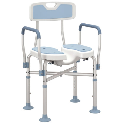 Height Adjustable Shower Chair with Padded Cut-Out Seat