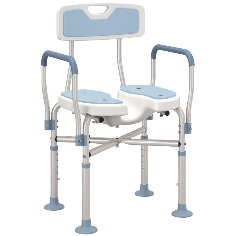Height Adjustable Shower Chair with Padded Cut-Out Seat
