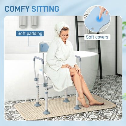 Height Adjustable Shower Chair with Padded Cut-Out Seat