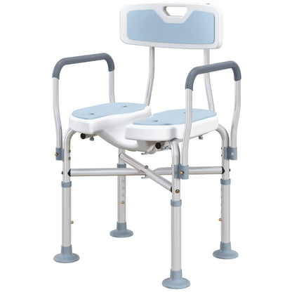 Height Adjustable Shower Chair with Padded Cut-Out Seat