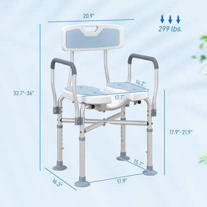 Height Adjustable Shower Chair with Padded Cut-Out Seat