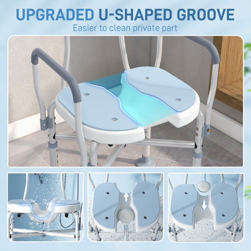 Height Adjustable Shower Chair with Padded Cut-Out Seat