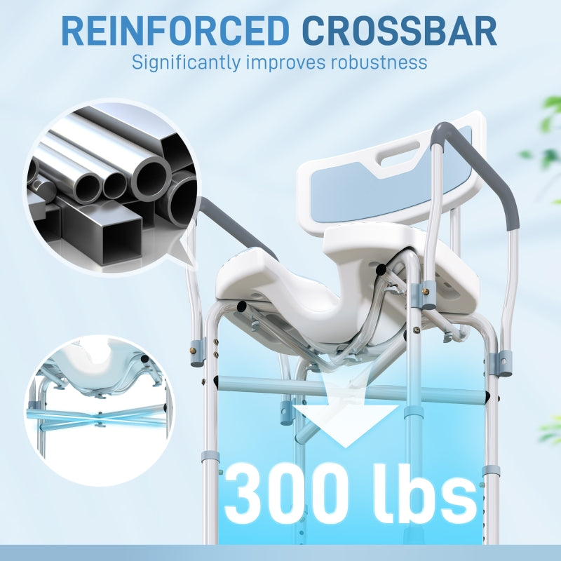 Height Adjustable Shower Chair with Padded Cut-Out Seat
