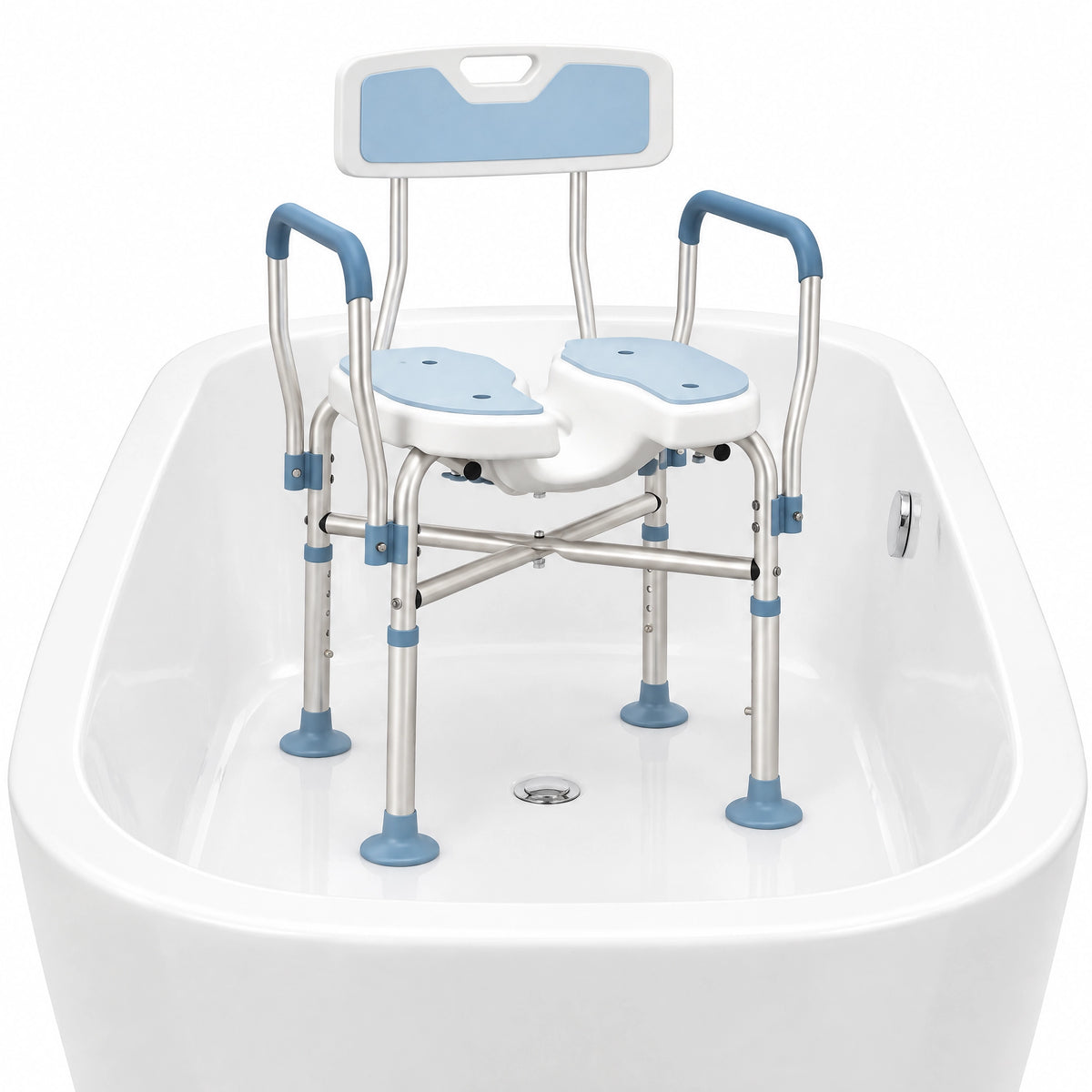 Height Adjustable Shower Chair with Padded Cut-Out Seat