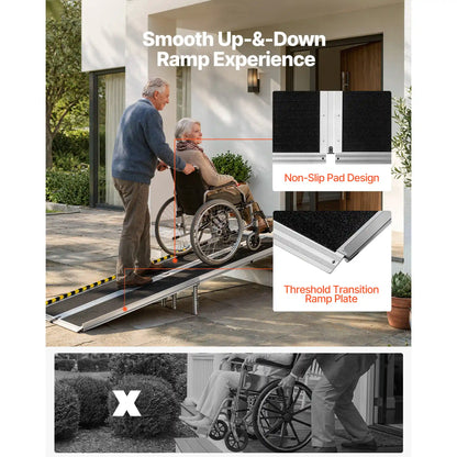 Portable Wheelchair Ramp for Easier Home Entry, 7FT Folding Design