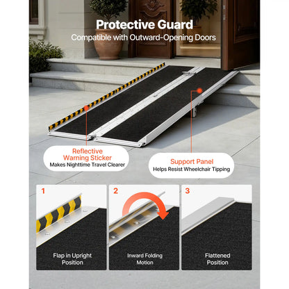 Portable Wheelchair Ramp for Easier Home Entry, 7FT Folding Design