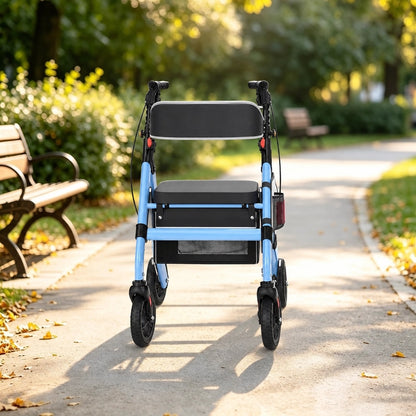 Foldable Heavy-Duty Rollator Walkers with Seat for Seniors, Blue