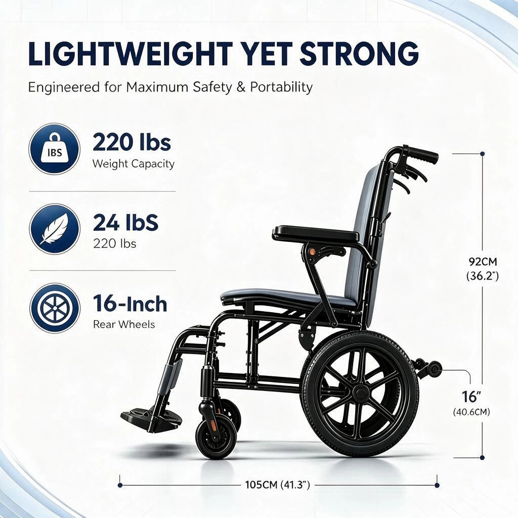 Foldable Transport Wheelchair for Easy Everyday Mobility